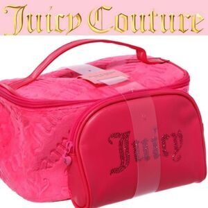 Juicy Couture Juicy Logo Velour Travel Cosmetic Bag Set